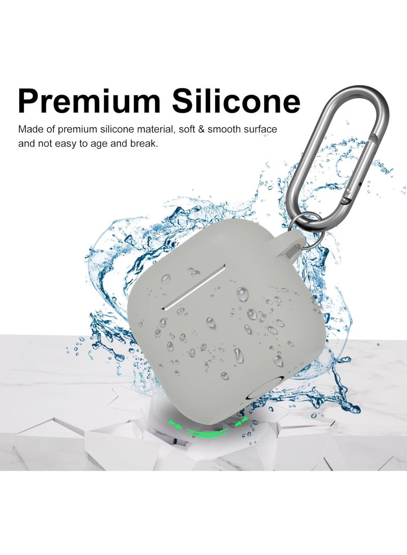 QIRG Silicone Protective Case Cover for AirPods 4/Airpods 4 ANC with Keychain (Grey) - Image 3
